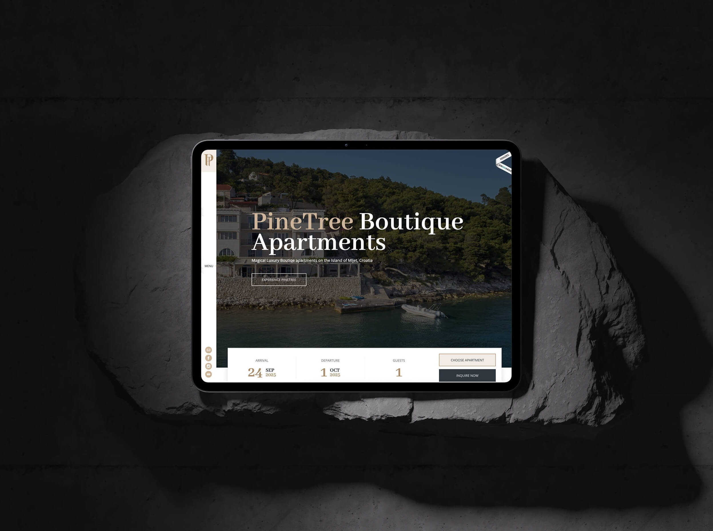 Project homepage shown on tablet mockup