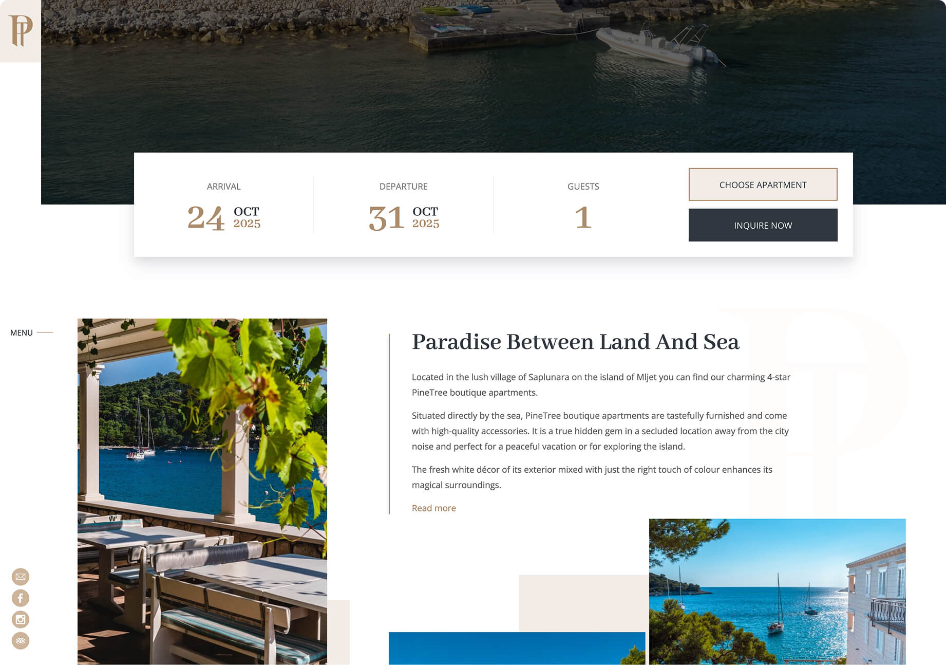 Pintree Mljet booking filters