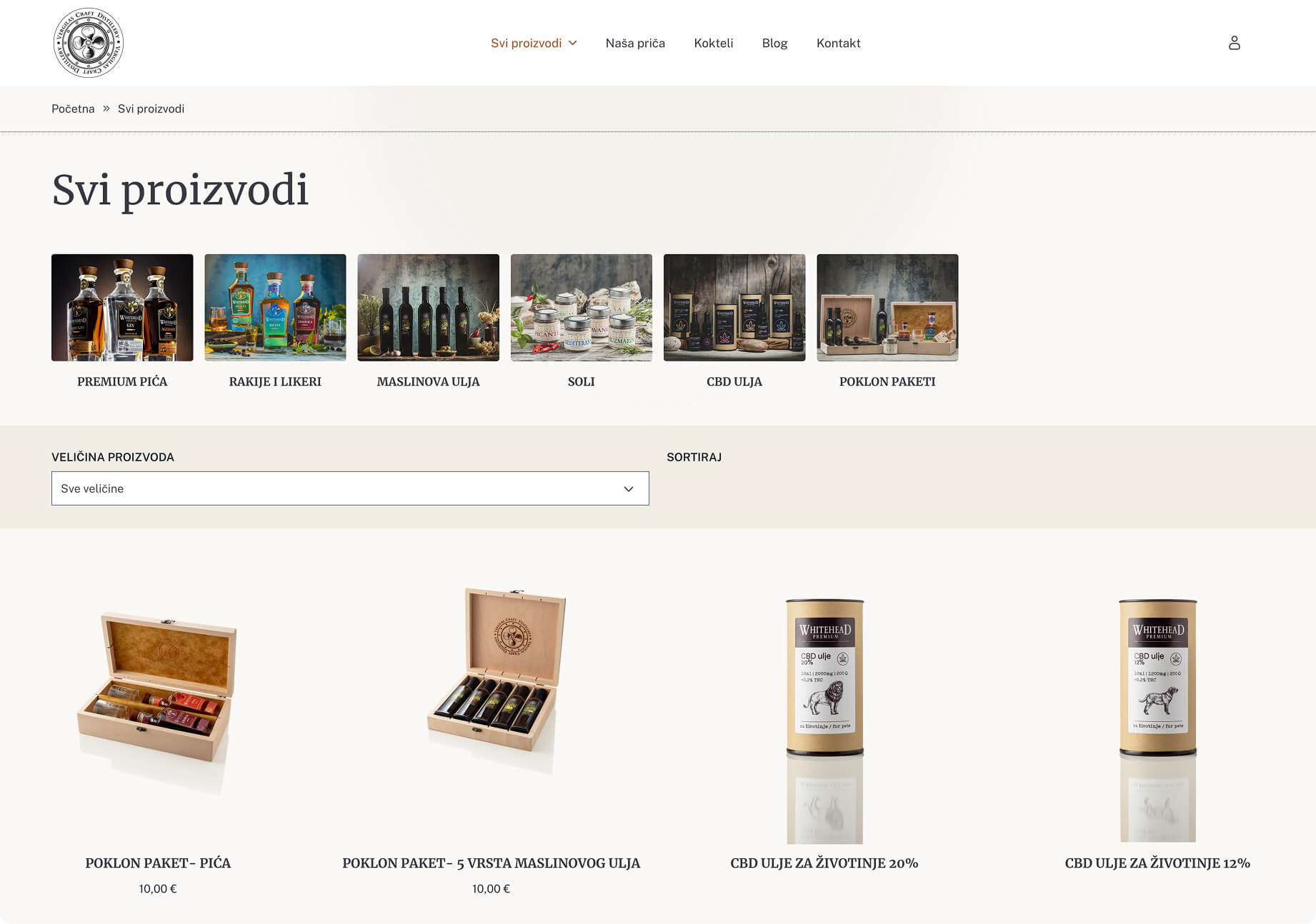 Vergilas Craft Distillery all products list