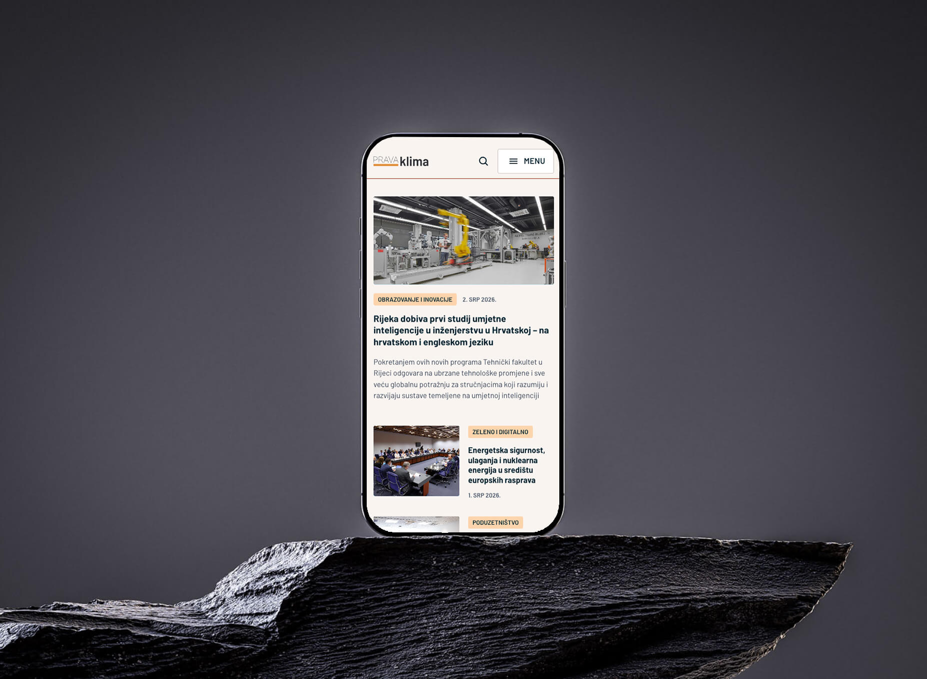 Project homepage shown on mobile phone mockup