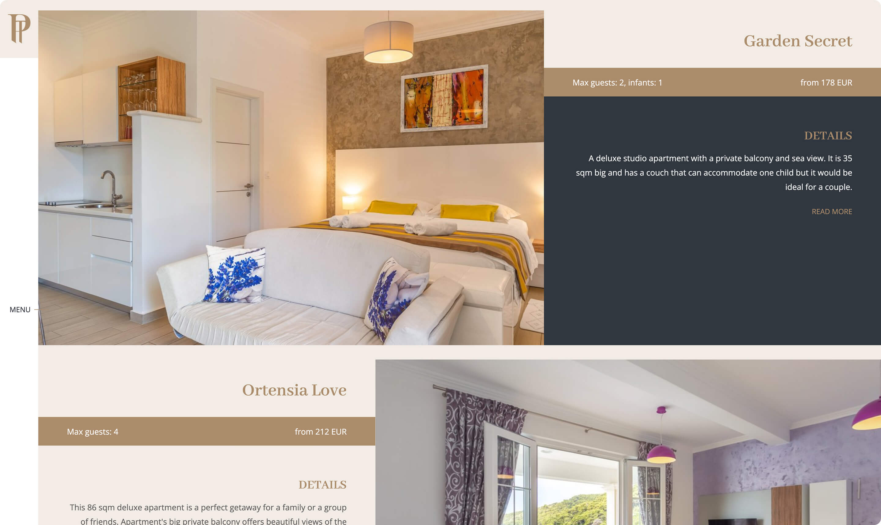 Pintree Mljet rooms list